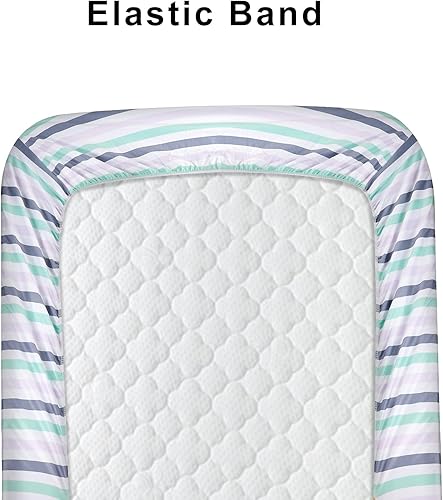 Miniatura 2 de MooMoo Baby Sábanas de colchón para cuna, paquete de 2 protectores de colchón impermeables para cuna, transpirables e hipoalergénicas, 52.0 x 28.0in