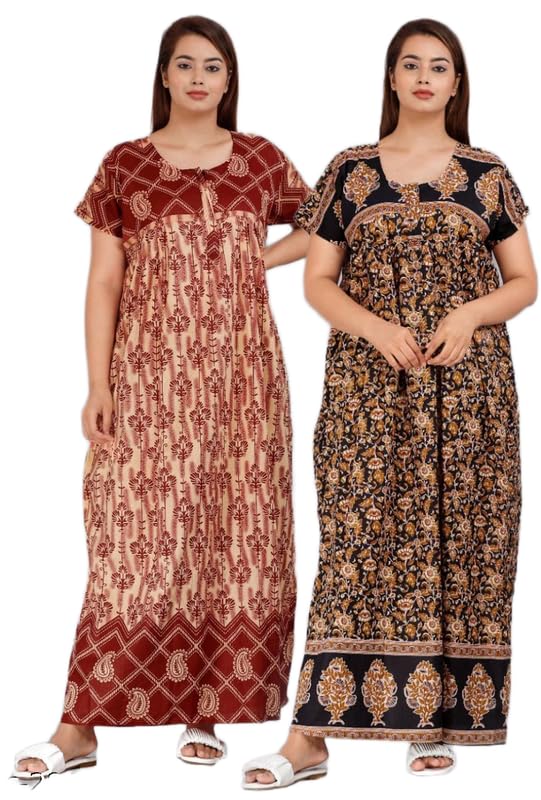 Trikuta Vaishno Latest Trending Women's Cotton Printed Kaftan/Nightgown/Nighty/Maxi-picture-21