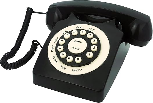 Retro Corded Landline Phone, TelPal Classic Vintage Old Fashion Telephone for Home & Office, Wired Home Phone Gift for Seniors Black