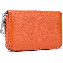 EASTNIGHTS RFID Credit Card Holder Genuine Leather Credit Card Wallet with Zipper | RFID
