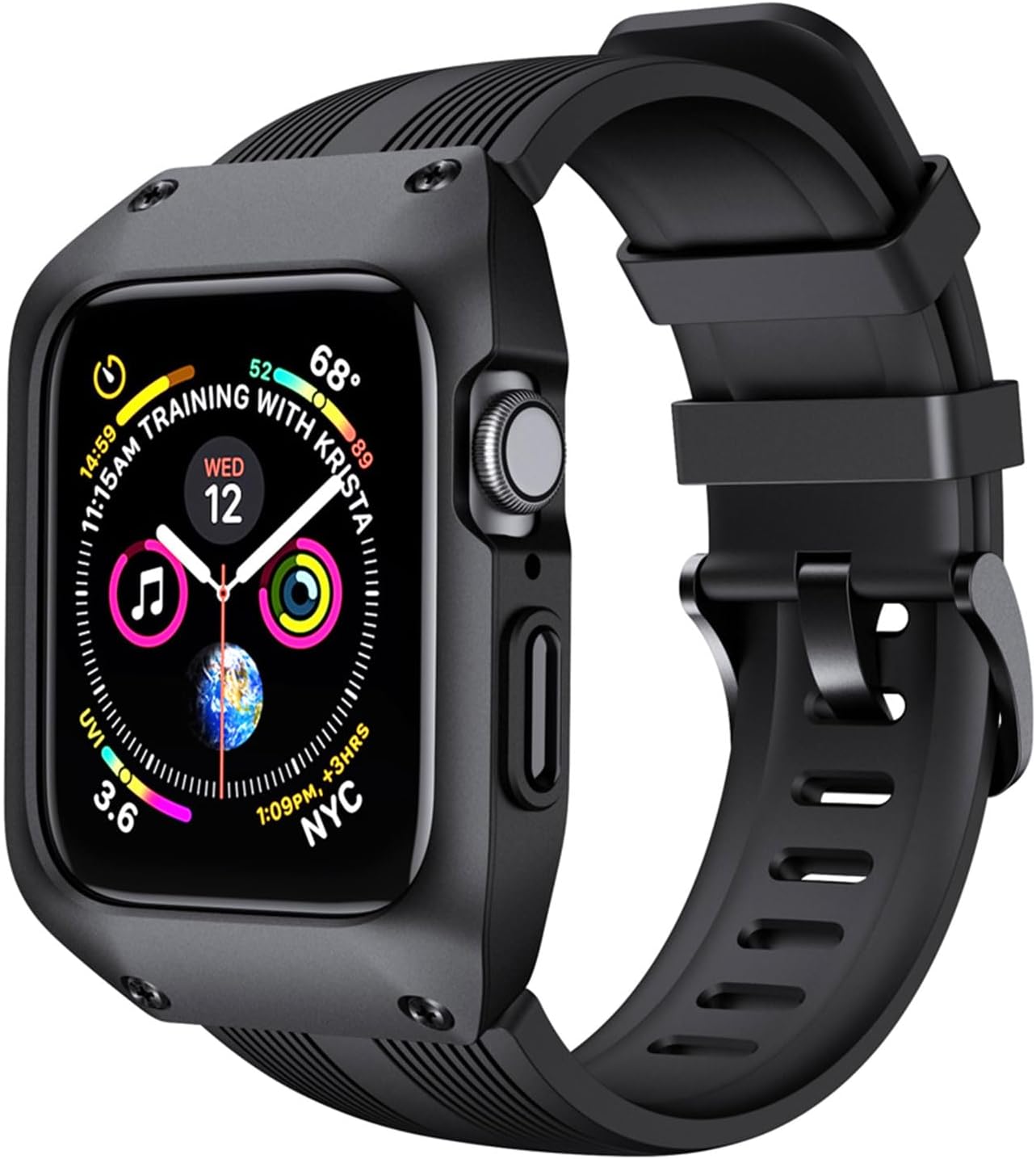 Compatible with Apple Watch Band with Case,44mm 42mm 40mm 38mm, Men Women Slim Thin Silicone Wristband for iWatch Series 4 3 2 1