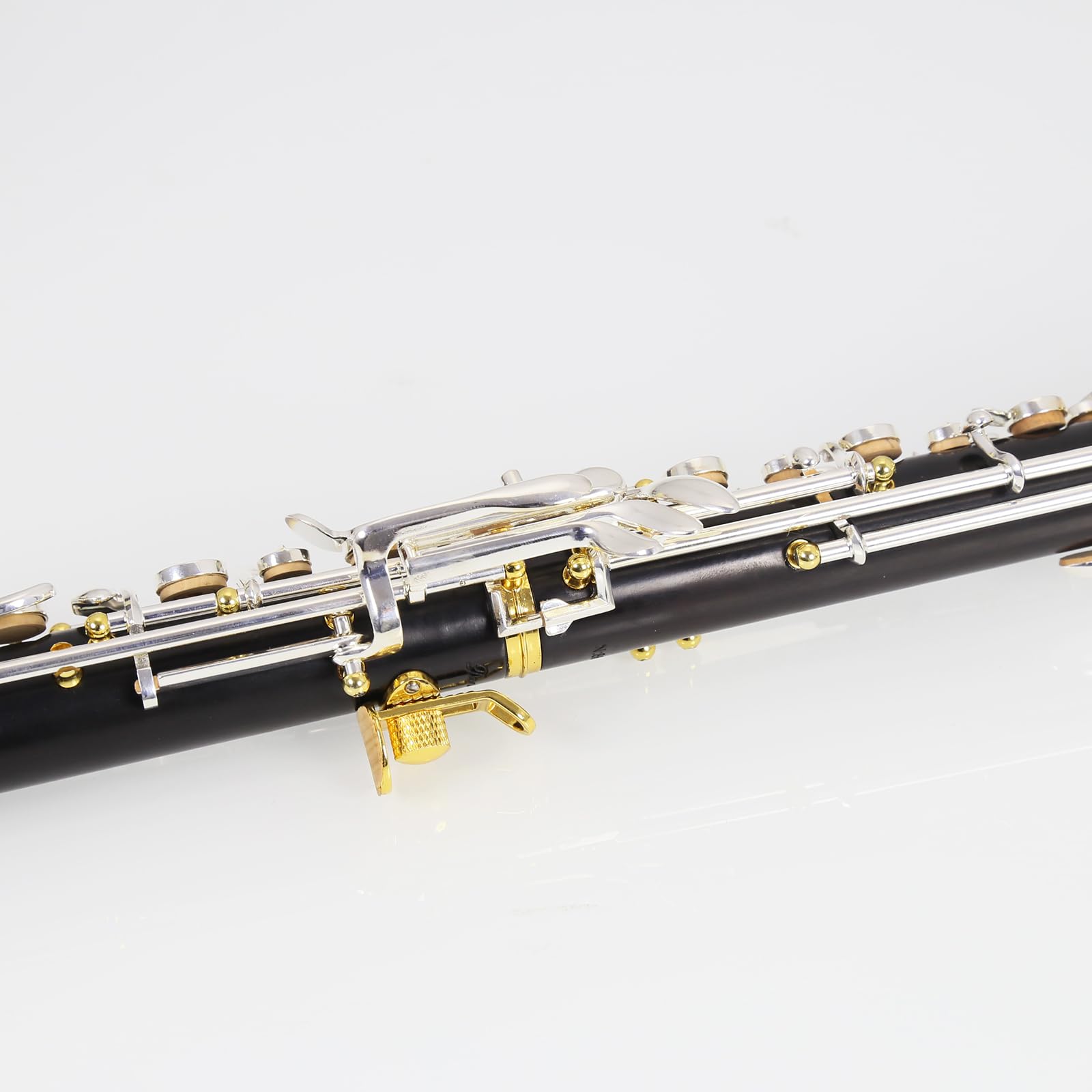 Oboe Professional Level - Corpo in ebano argentato semiautomatico, con foglia di tubo, panno per la pulizia, tampone di oboo, carta assorbente, supporto per pollice, cacciavite, guanti, valigetta
