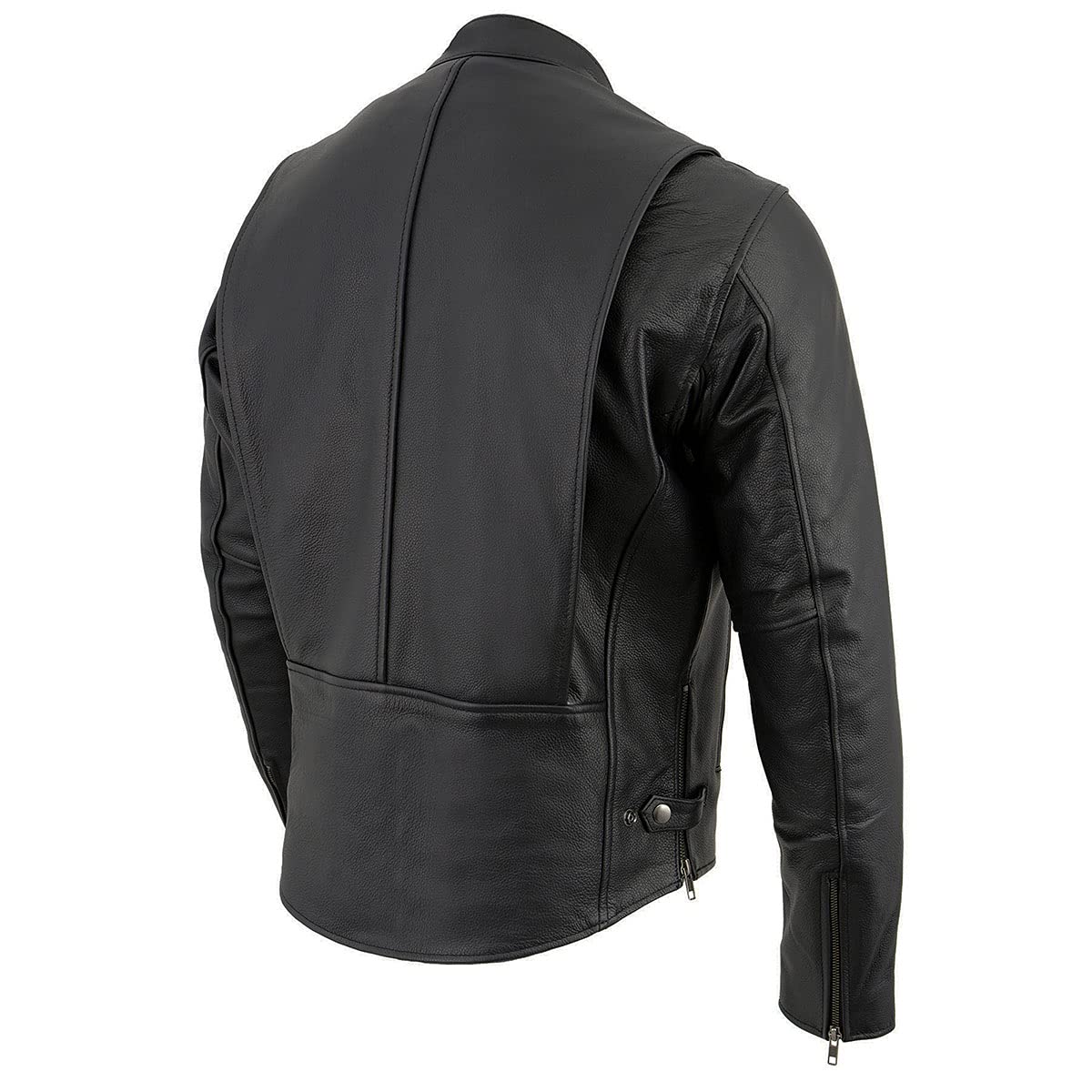 Milwaukee Leather LKM1710 Mens Black Classic Scooter Style Leather Motorcycle Jacket w Removable Thermal Liner — view 9