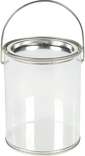 Miniatura 1 de Contenedores de pintura transparente con tapas de metal (juego de 6 cubos de plástico), ideales para recuerdos de fiesta, decoración y proyectos de