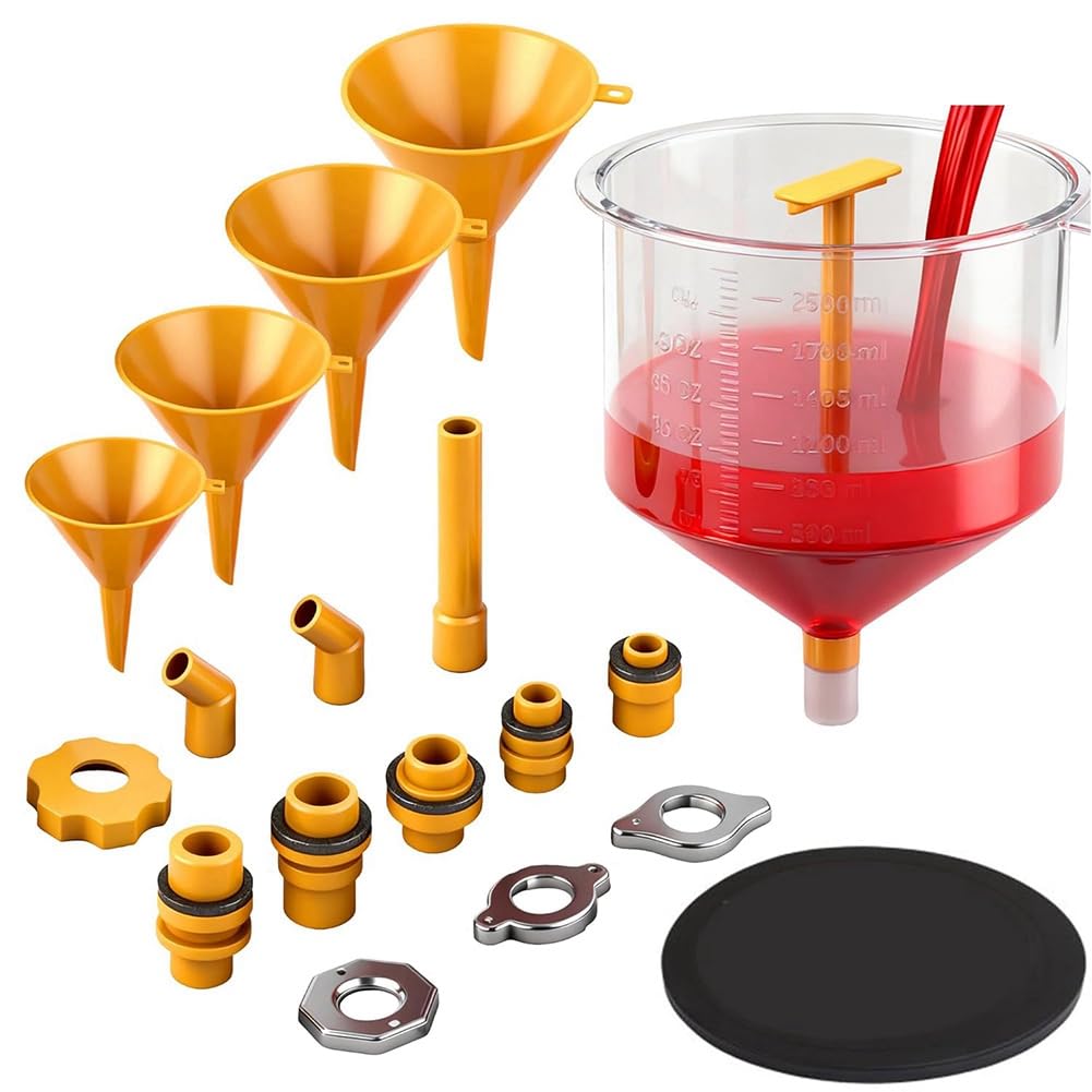 Xnuiasqe Coolant Funnel Kit No Spill 19-Piece, Spill-Proof Radiator Bleeder Filling Set With Adapters For Universal Vehicle Use
