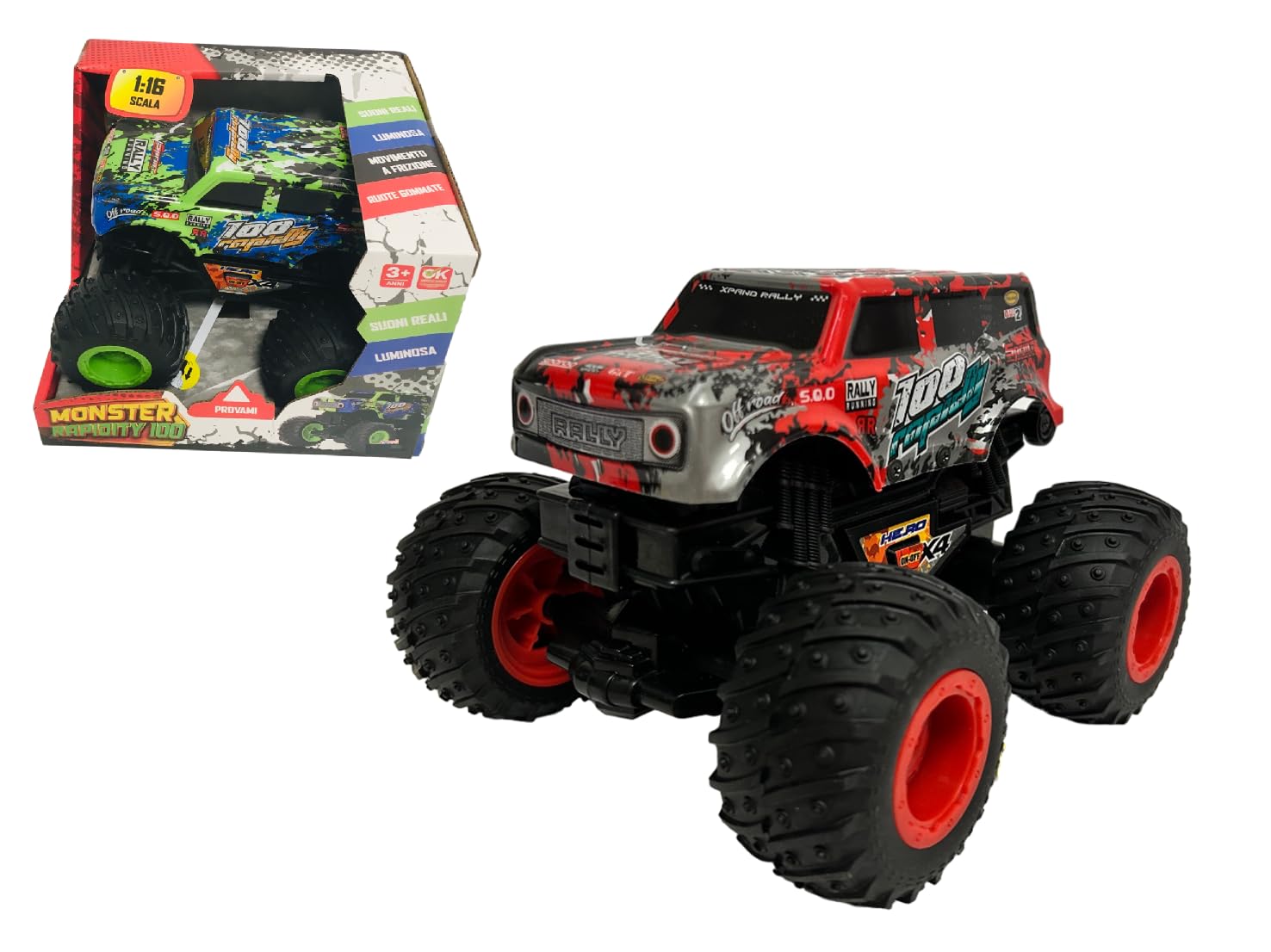 Generic Monster Truck Giocattolo 4x4 Luci Suoni Movimento Frizione Fuoristrada Ruote Gommate Grande per Bambini Unisex