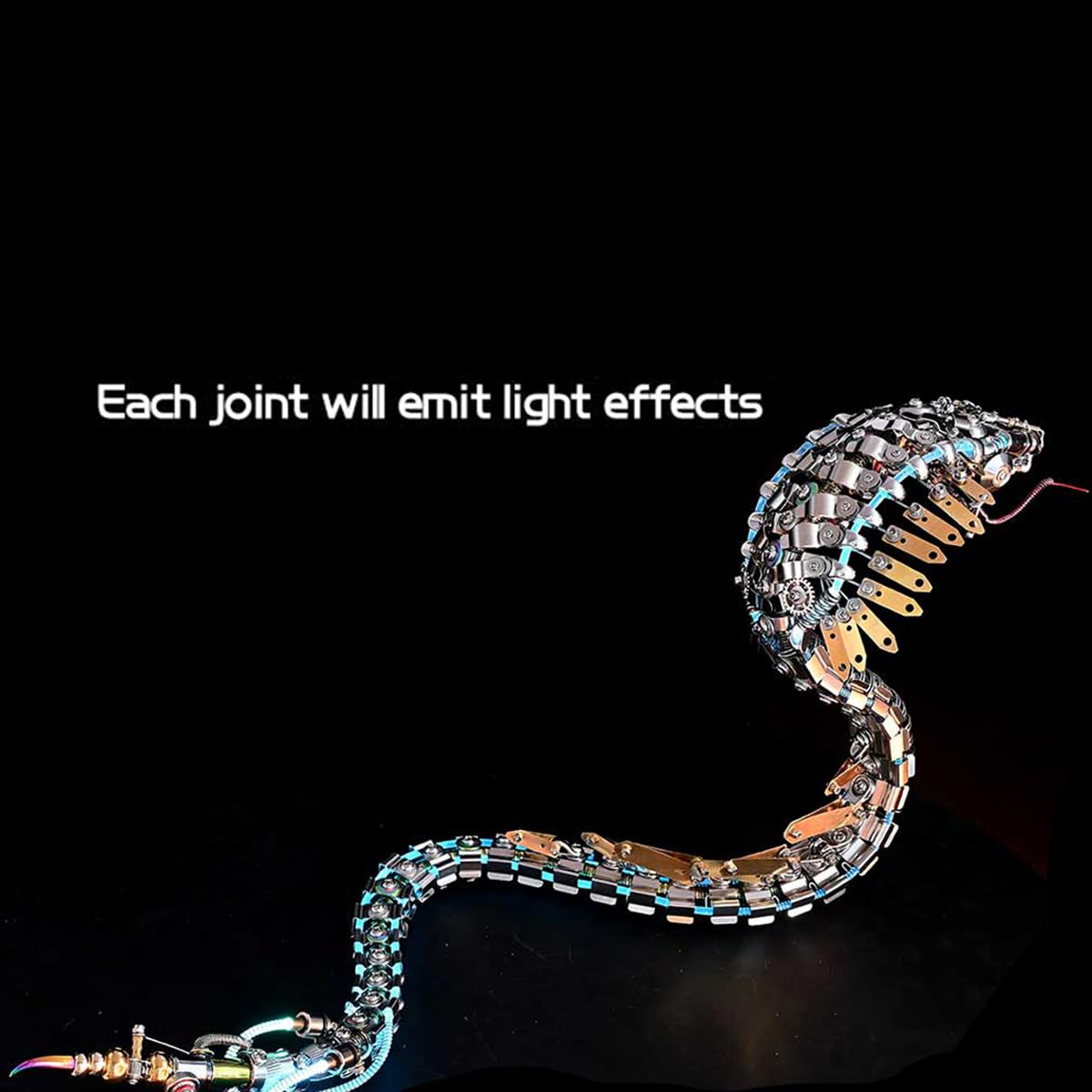 Puzzle de metal 3D para adultos, rompecabezas steampunk serpiente de metal, kit de maqueta, 1000 + piezas DIY mecánico Viper Cobra 3D Puzzle Animal Juguete Regalo Versión Kit