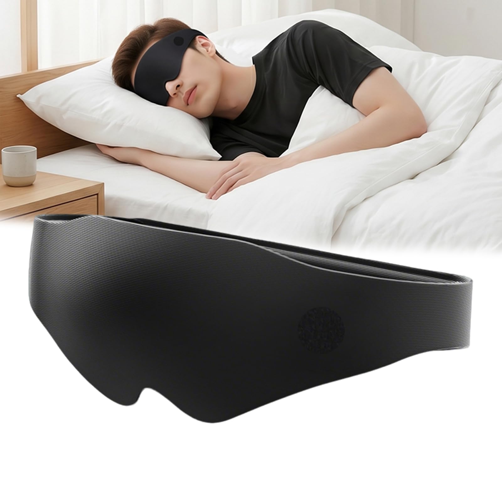 Festov 完全遮光 アイマスク 睡眠用 3D立体 通気性 軽量 マジックテープ調整可能 洗濯可能 男女兼用 安眠グッズ 快眠アイテム 旅行 出張 昼寝 ブラック