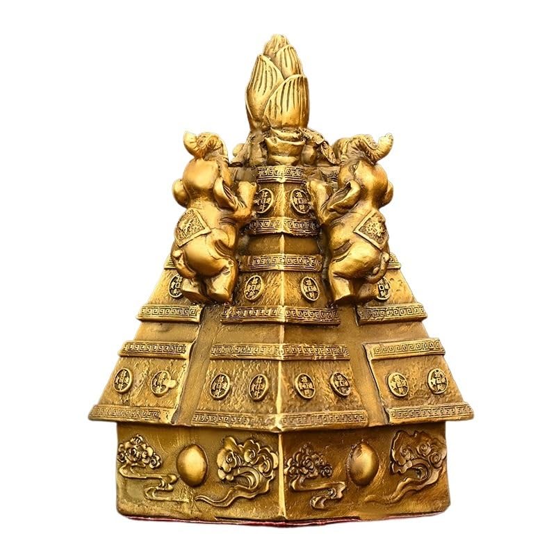 Statue Dieu de la Richesse en bronze ornement haut de gamme TUSUOD et quatre éléphants ciselés