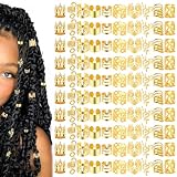 100 Haarschmuck Gold,Dreadlocks Schmuck,Haarperlen,Mehrere Stile zur Auswahl,Einfach zu Bedienen,Leicht zu Kontrollieren,zum Dekorieren von Zöpfen (Gold)