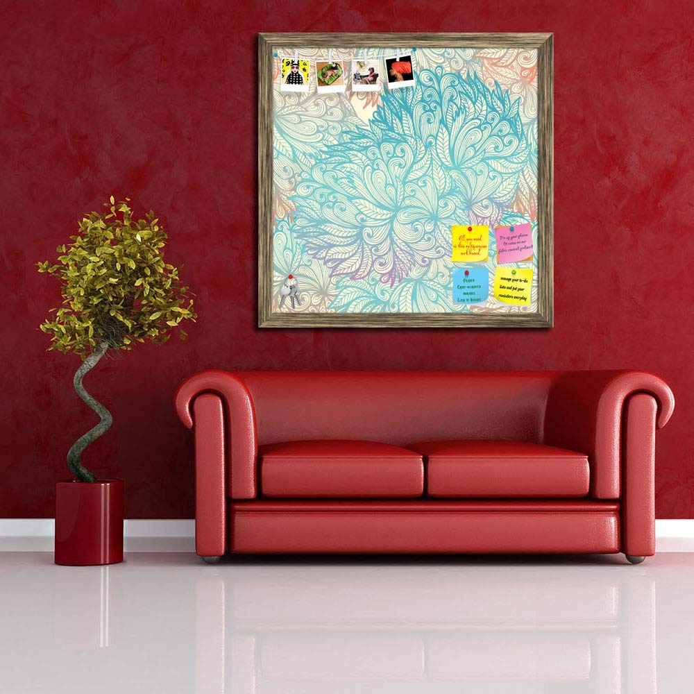 ArtzFolio Vintage Cloudy | Bulletin Board Notice Pin Board | Vision Soft Board Combo with Thumb Push Pins & Sticky Notes | Antique Golden Frame | 12 x 12 inch (30 x 30 cms) 4