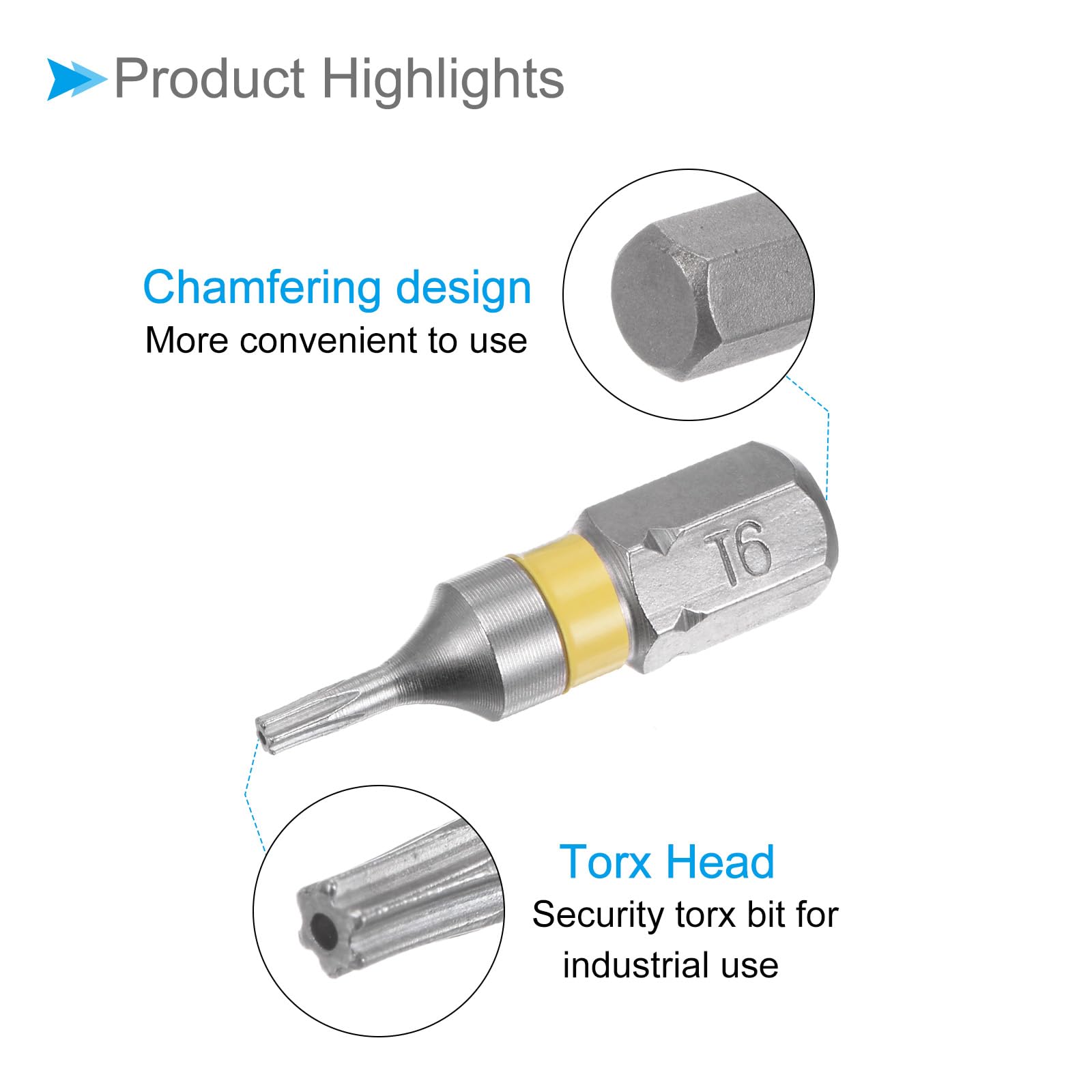 Punta Cacciavite Torx Magnetiche T6 Lunghezza 25mm 1/4" Attacco Esagonale Acciaio S2 Stella 6 Punti Trapano Avvitatore Antimanomissione - (Applicazioni: per Riparazioni Auto) 4pz