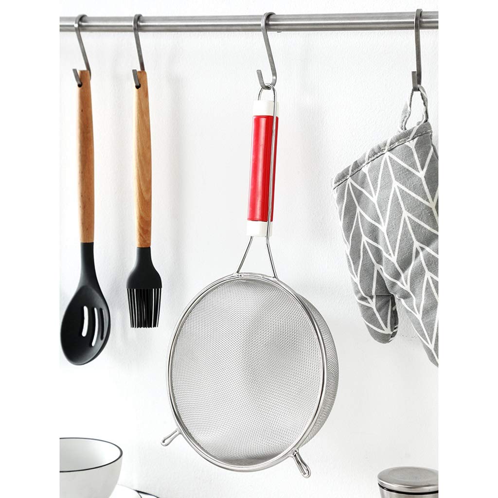 QUNINE Colador, colador, colador de Malla Fina de Acero Inoxidable de Primera Calidad con Asas Rojas, cucharón colador de 7-5/9,1 Pulgadas para Cocina (tamaño: L) (tamaño: L) (Rojo L)