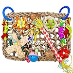 Papageienspielzeug Wellensittich Spielzeug Zubehör Futterwand mit Verschiedenen Bunten Vogelspielzeu, Essbare Aus Seegras Gewebte Kletter Vogelkäfig Zubehör Hängemattenmatte