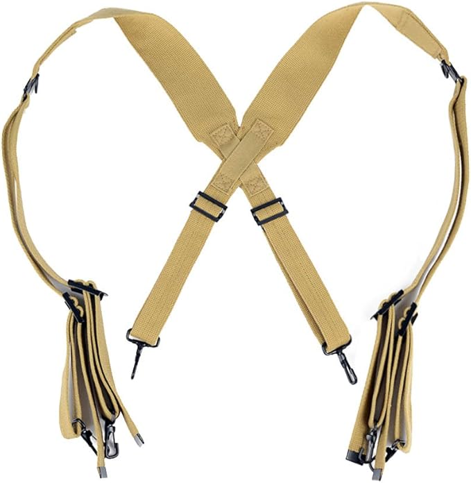 Amazon サスペンダー X型 ベルト 無地 男女兼用 調節可能 米軍 Ww2 ｍ1936 アウトドア スポーツ 作業 コットン カーキ サスペンダー 通販