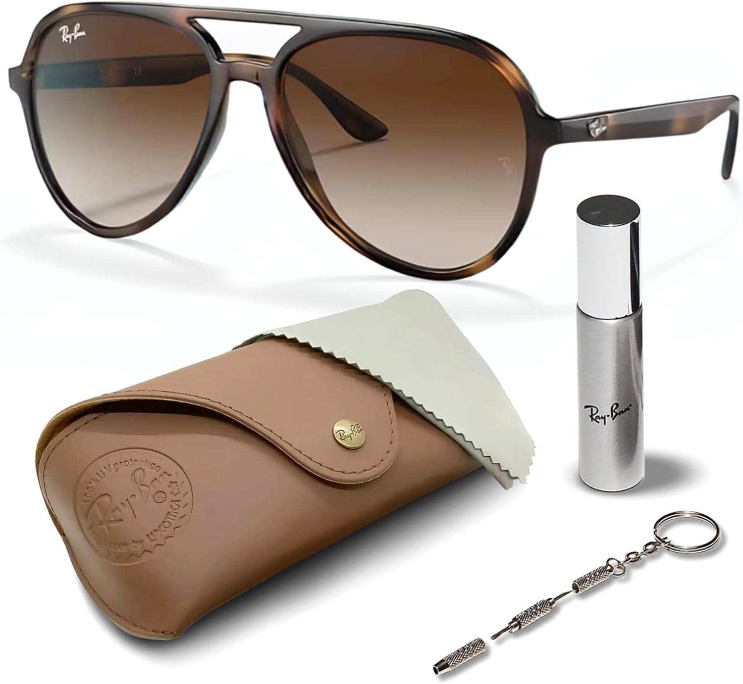 Ray-Ban RB4376 Pilot Shaped Sunglasses for Men & Women with Official RAYBAN Eyewear Kit