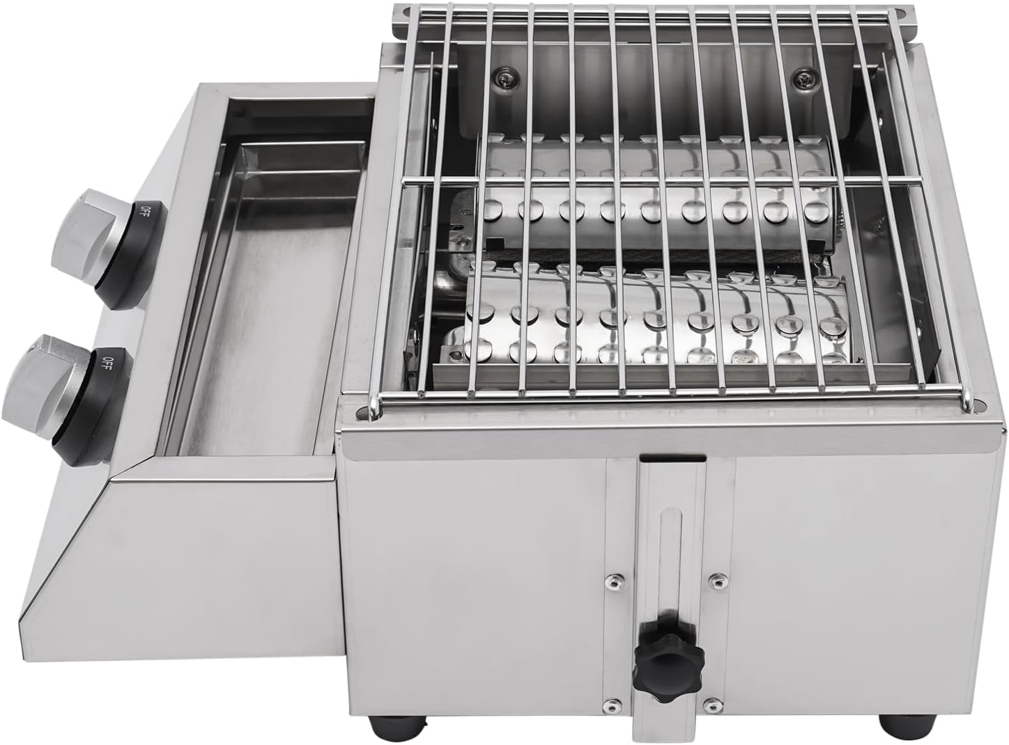 2 Burners Portable LPG Gas Grill Tabletop Smokeless Stainless Steel Gas BBQ Grill with Griddle Independent Ignition Propane Grill for Outdoor Camping Picnic Kitchen BBQ (2 Burners)