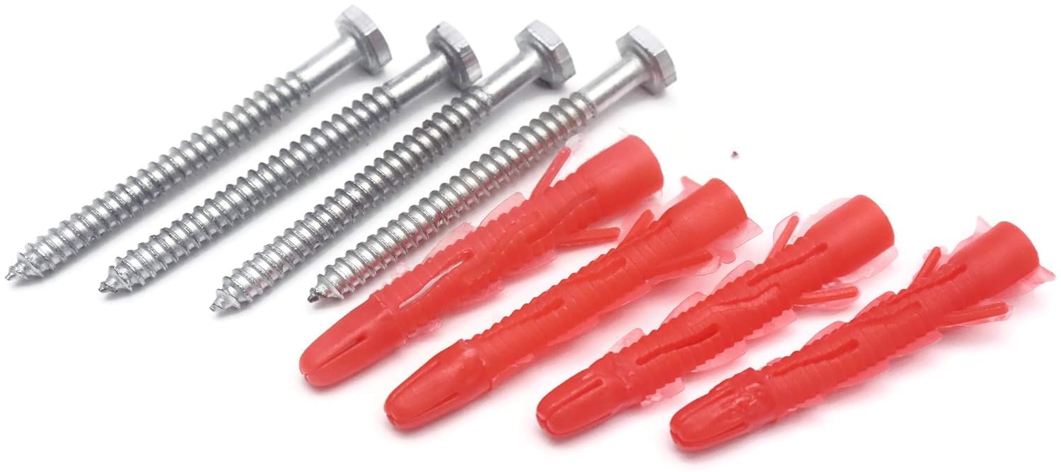 Screw Type Solid Wall Fixing keel,Nails With Hard Plastic Plug, (0.4 inch x 2.5 inch) 20 Pair-picture-29