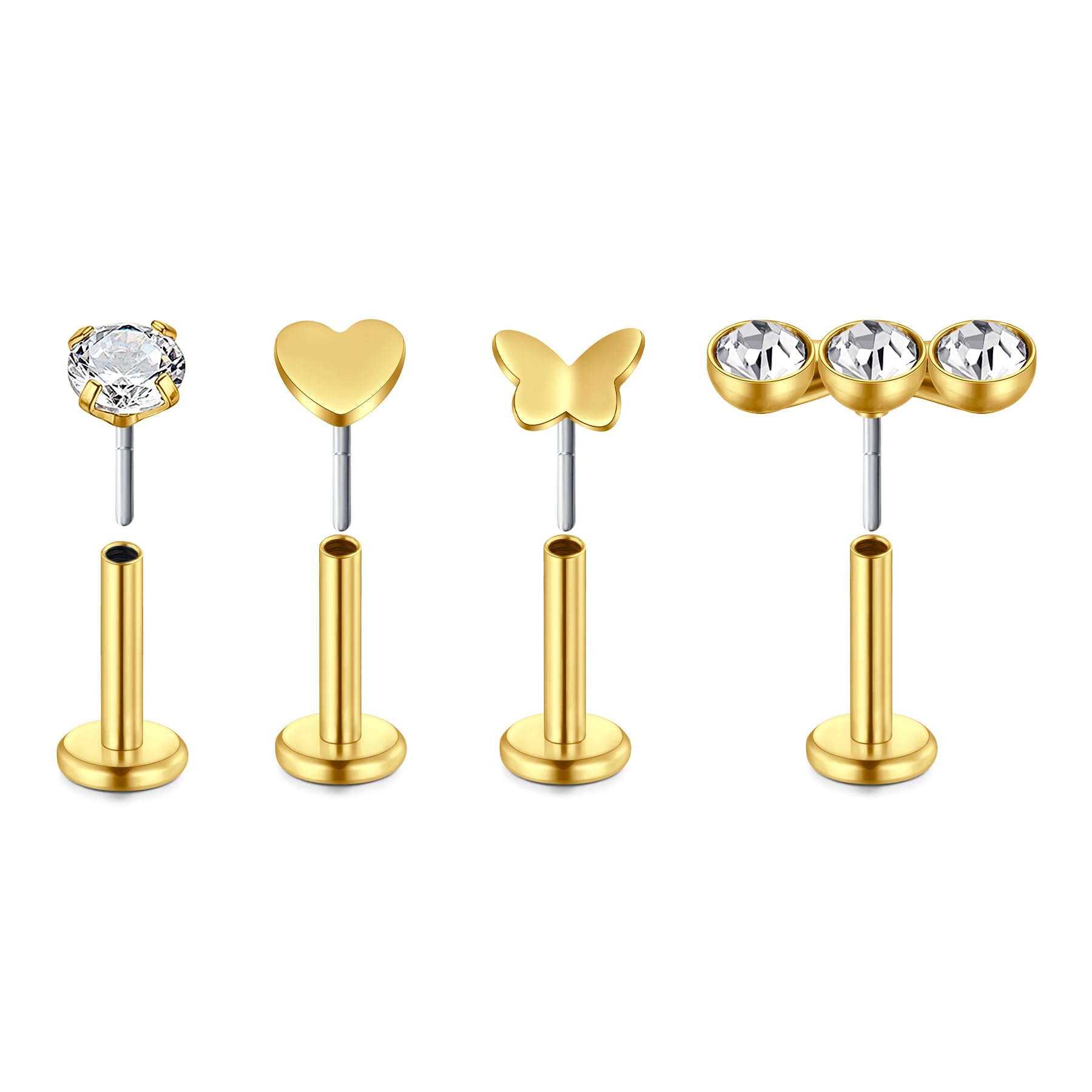 LAURITAMI Pendientes Piercing Nariz de Acero Quirúrgico Perno Curvos 20G 7 mm Tornillo Espiral L Forma Opal CZ Estilos Joyas — view 5