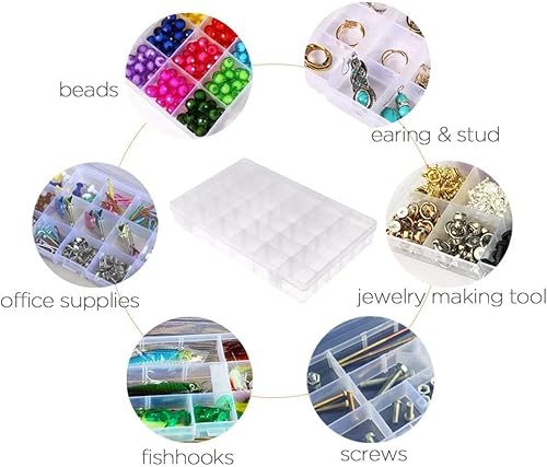 Miniatura 29 de Opret Organizador de joyas pequeñas para 15 pulseras (paquete de 4), caja organizadora de cuentas, contenedor de plástico con divisores ajustables 4