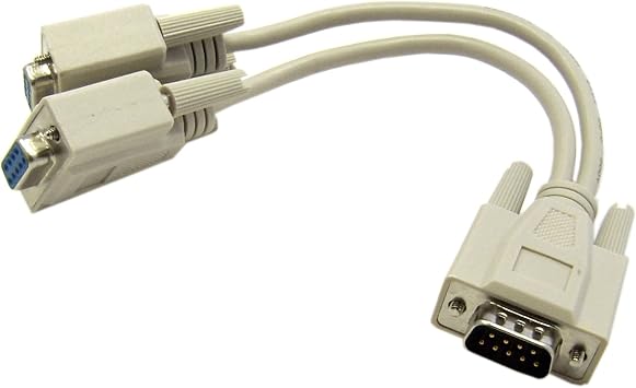 AYA 1Ft 1 Foot DB9 Male Serial to Dual DB9 Female Serial Splitter Cable 28AWG