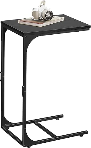 WLIVE Mesa auxiliar en forma de C, mesas auxiliares de sofá pequeñas con marco de metal, mesa de sofá, bandeja de TV para sala de estar, dormitorio,