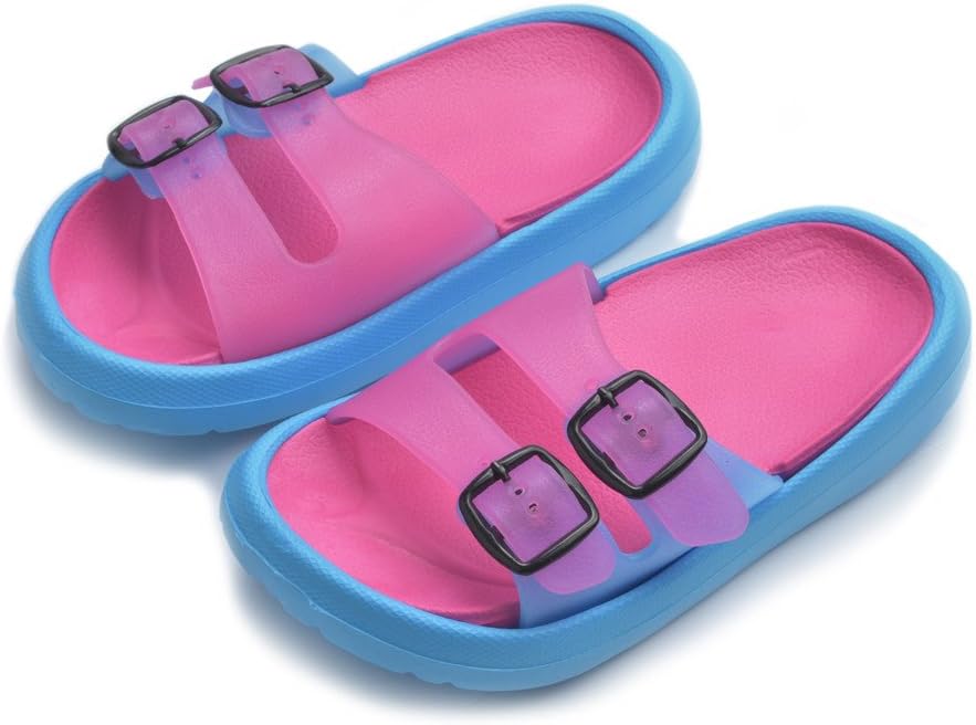 Cyiecw Toddler Little Kid Walking Sandals Non-Slip Beach Shoes Lightweight Shower Pool Slippers (Toddler 5.5-6M, Rose Red)