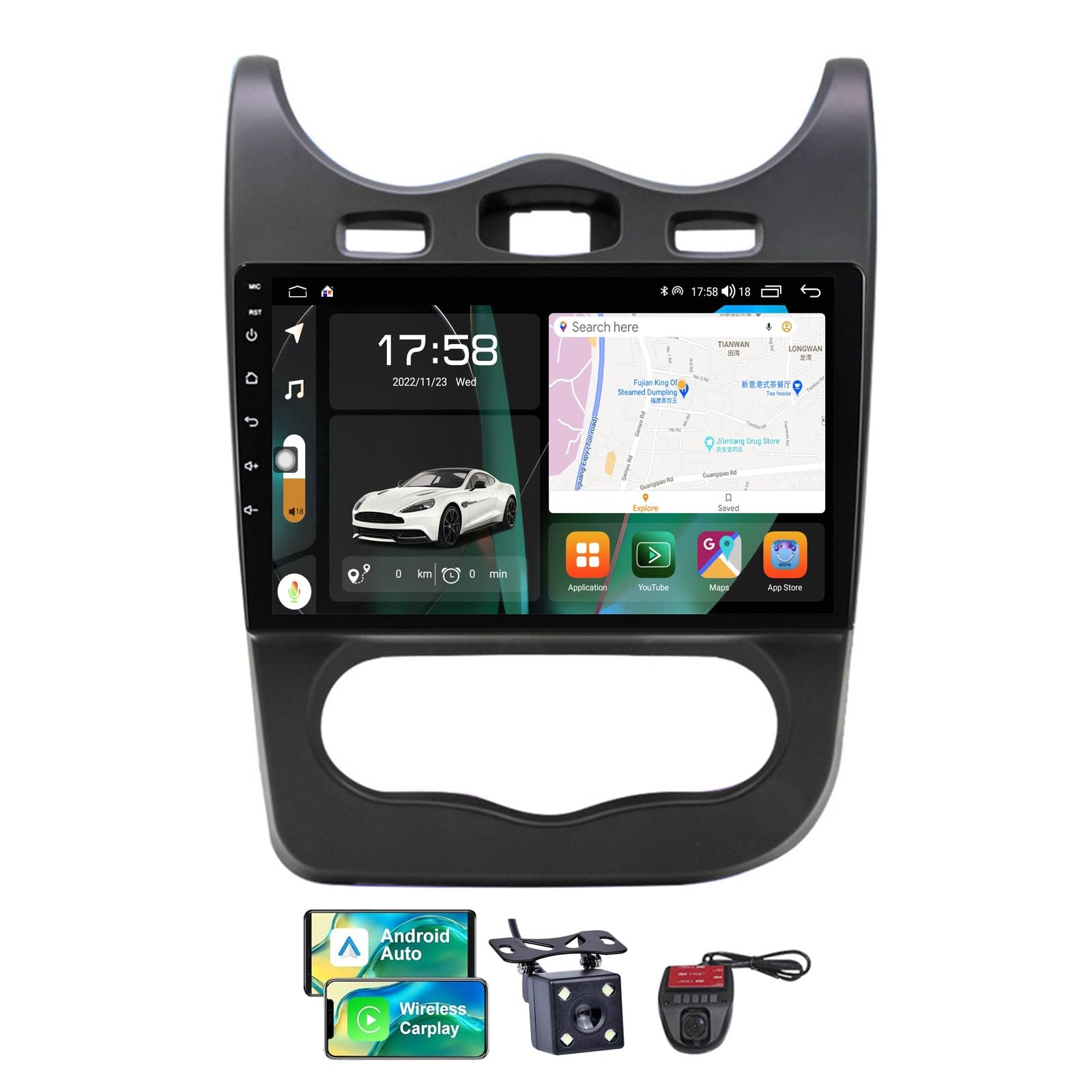 Autoradio Android 13 pour Renault Logan et Sandero de 2009 à 2015 avec grand écran tactile 9 pouces
