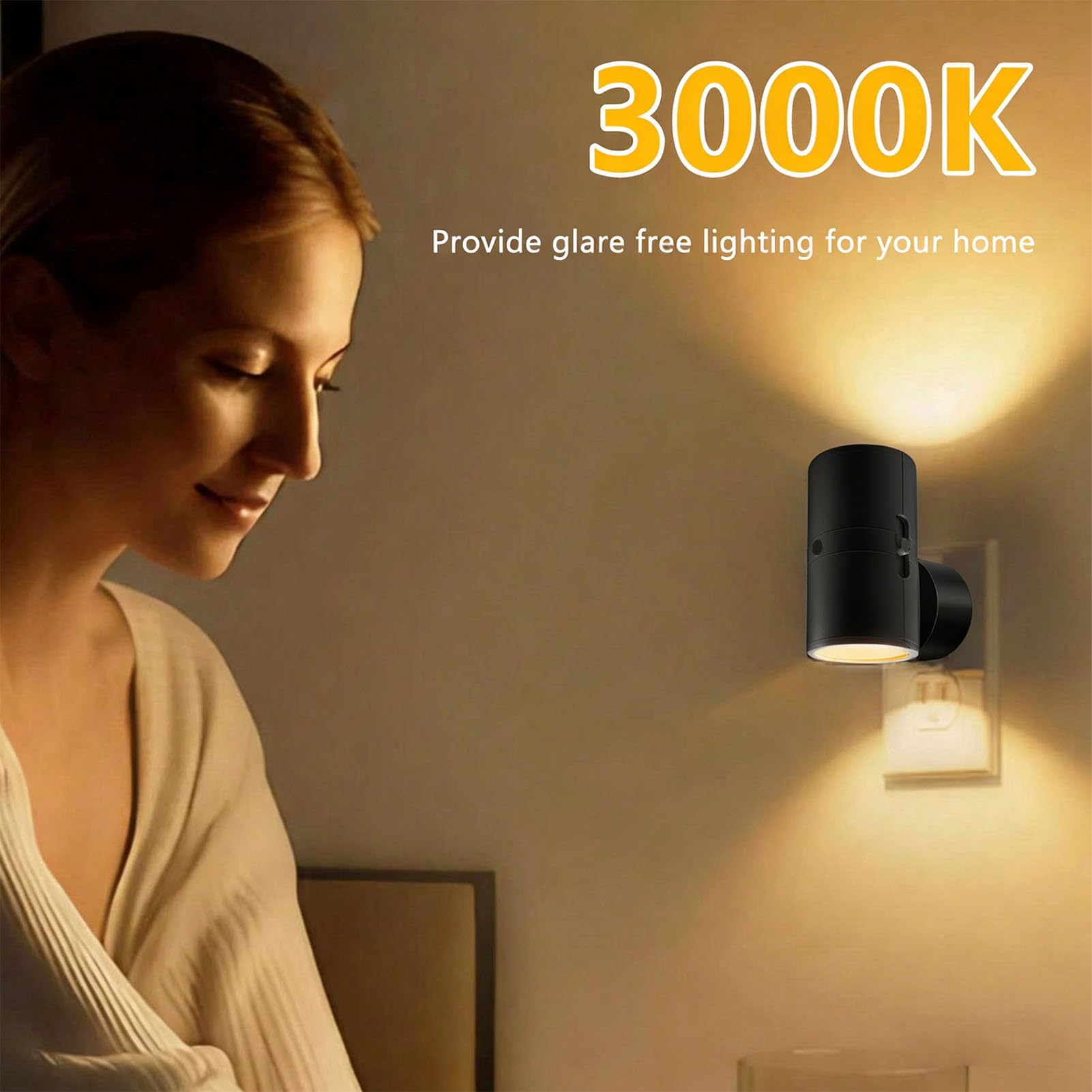 Luz Nocturna Regulable con Enchufe Estilo Moderno para (Carcasa