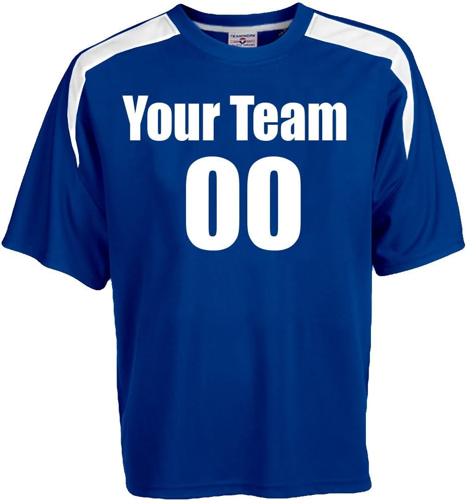 Custom Soccer Jersey Adult Large in Royal Blue and White