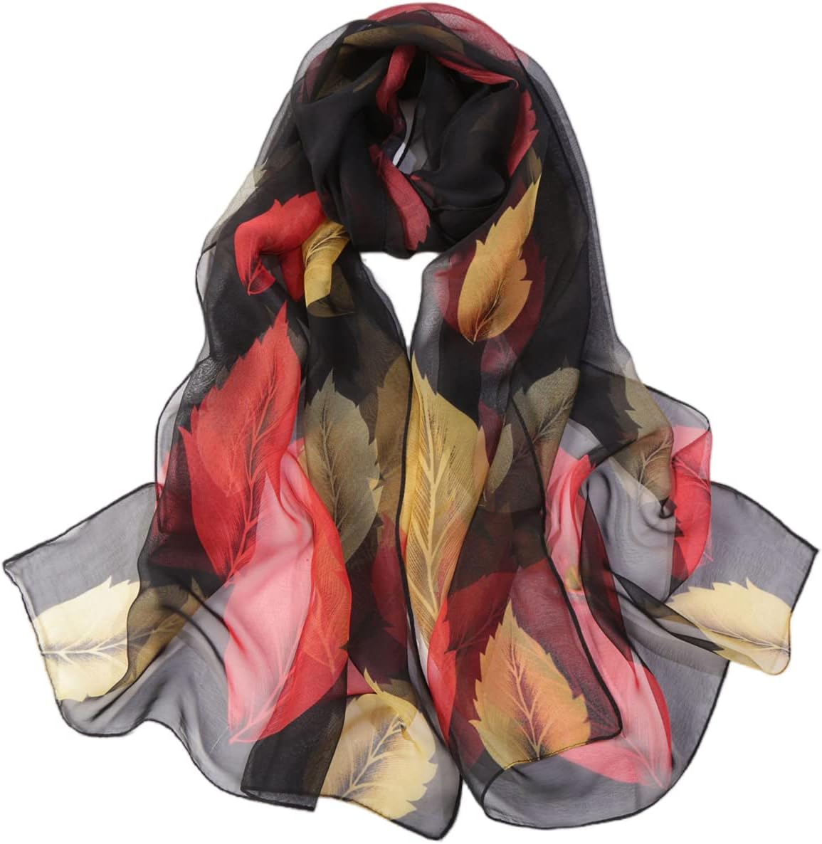 FAIRYGATE Chiffon Scarfs for Women Sale Ladies Scarf Lightweight Floral Leaf Print Georgette Shawls Wraps for Spring Autumn Winter Summer