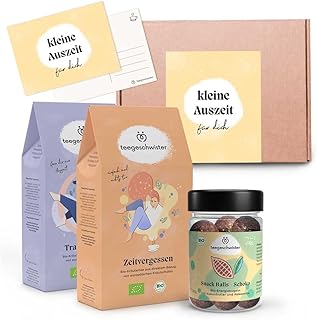 Tee Geschenk-Set Kleine Auszeit | Tee Box mit Bio Kräutertee & Veganen Pralinen | Geschenke für Frauen | Ostern & Weihnachten | teegeschwister