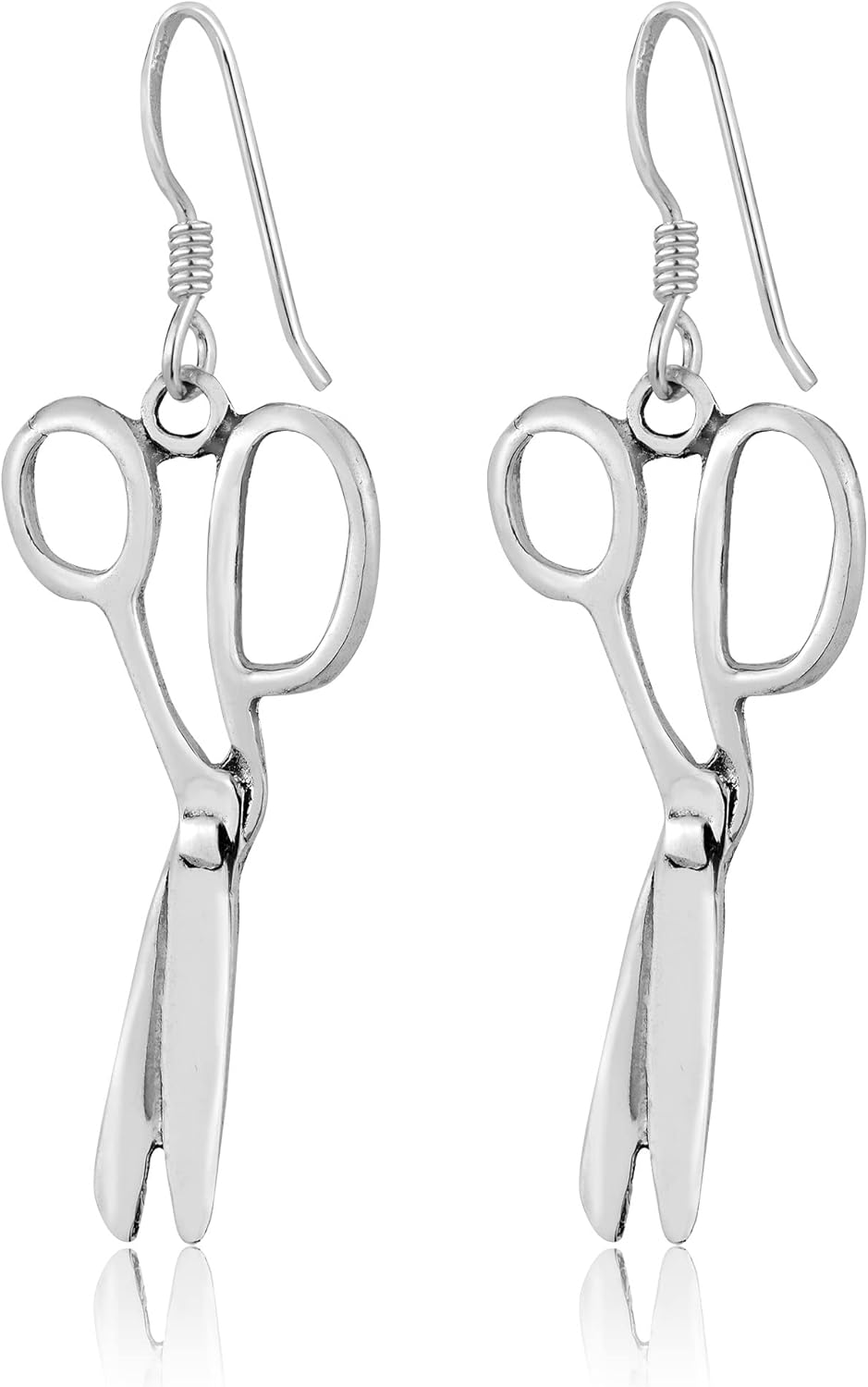 AeraVida Cute Scissors .925 Sterling Silver Fish Hook Dangle Earrings | Polished Arts and Crafts Tool Design | Sewing Tailor Creative Jewelry Gift