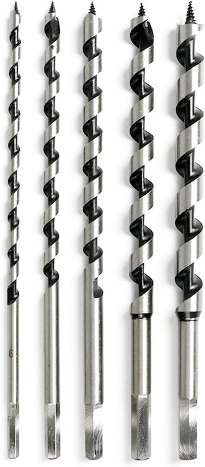 WisforWood Drill Bit Sets, 5Pcs Extra Long Woodworking Drill Bit Sets 6-14mm Carbon Steel Spiral Drilling Hole Cutter Hex Shank 9 Inch Auger Bit for Home Improvement Industrial Workshop