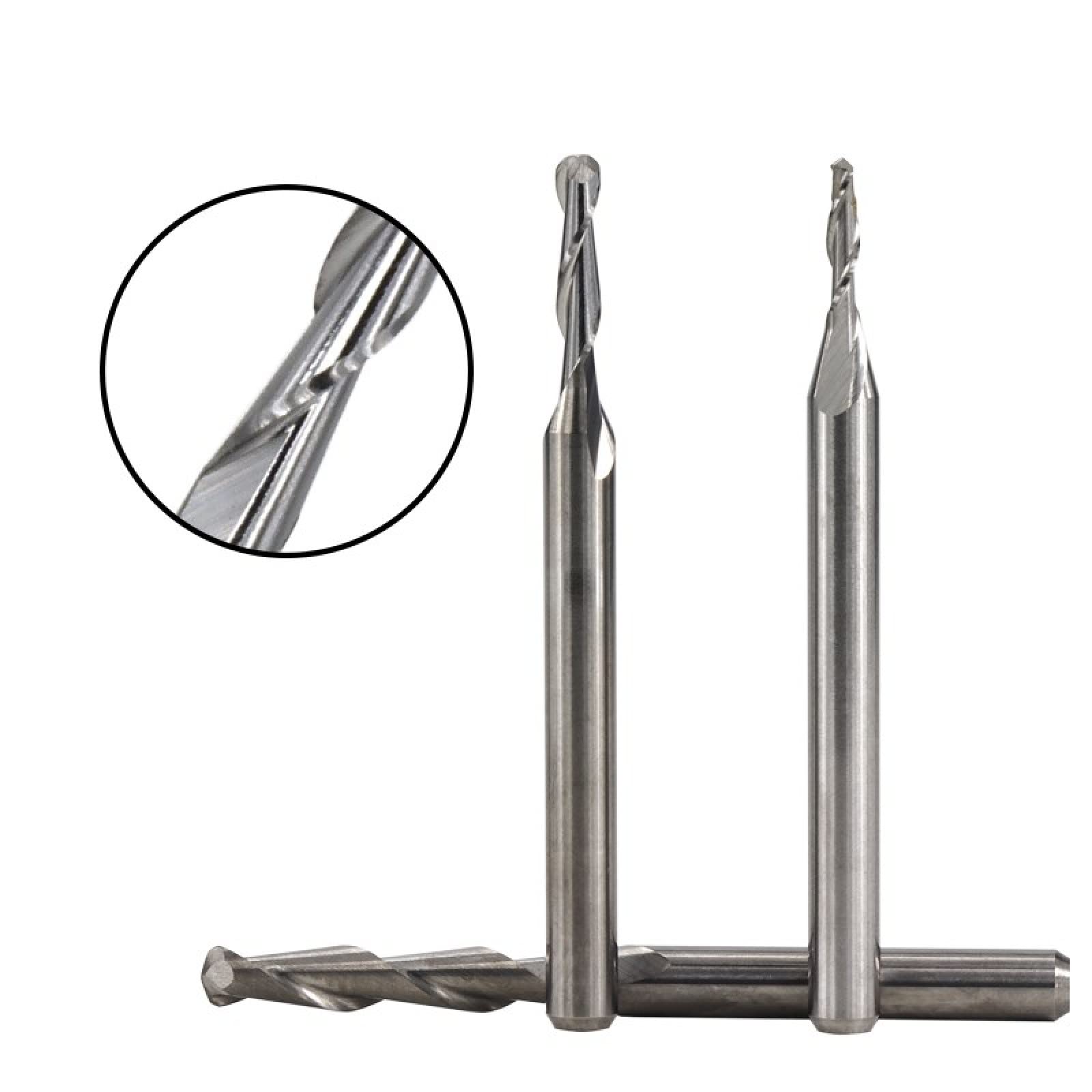 3.175mm Shank Ball Nose End Mill 2Flute Spiral Router Bits 10pcs,1.0x3.175x6mm