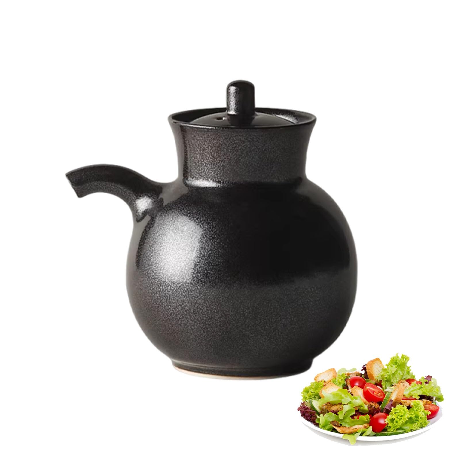 Dispensador de salsa de cerámica con tapa, soporte para especias de cocina, salsa de soja de estilo japonés y botella de vinagre, perfecto para condimentar y servir condimentos