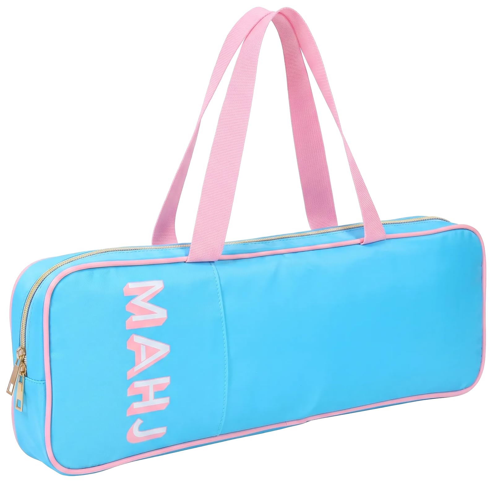 MENIBBLER Mahjong Rack Storage Bag, Lightweight Polyester Storage Bag with Handle and Pocket, Large Capacity Mahjong Accessories Bags Fits Mahjongs Tile and Accessory(Blue)