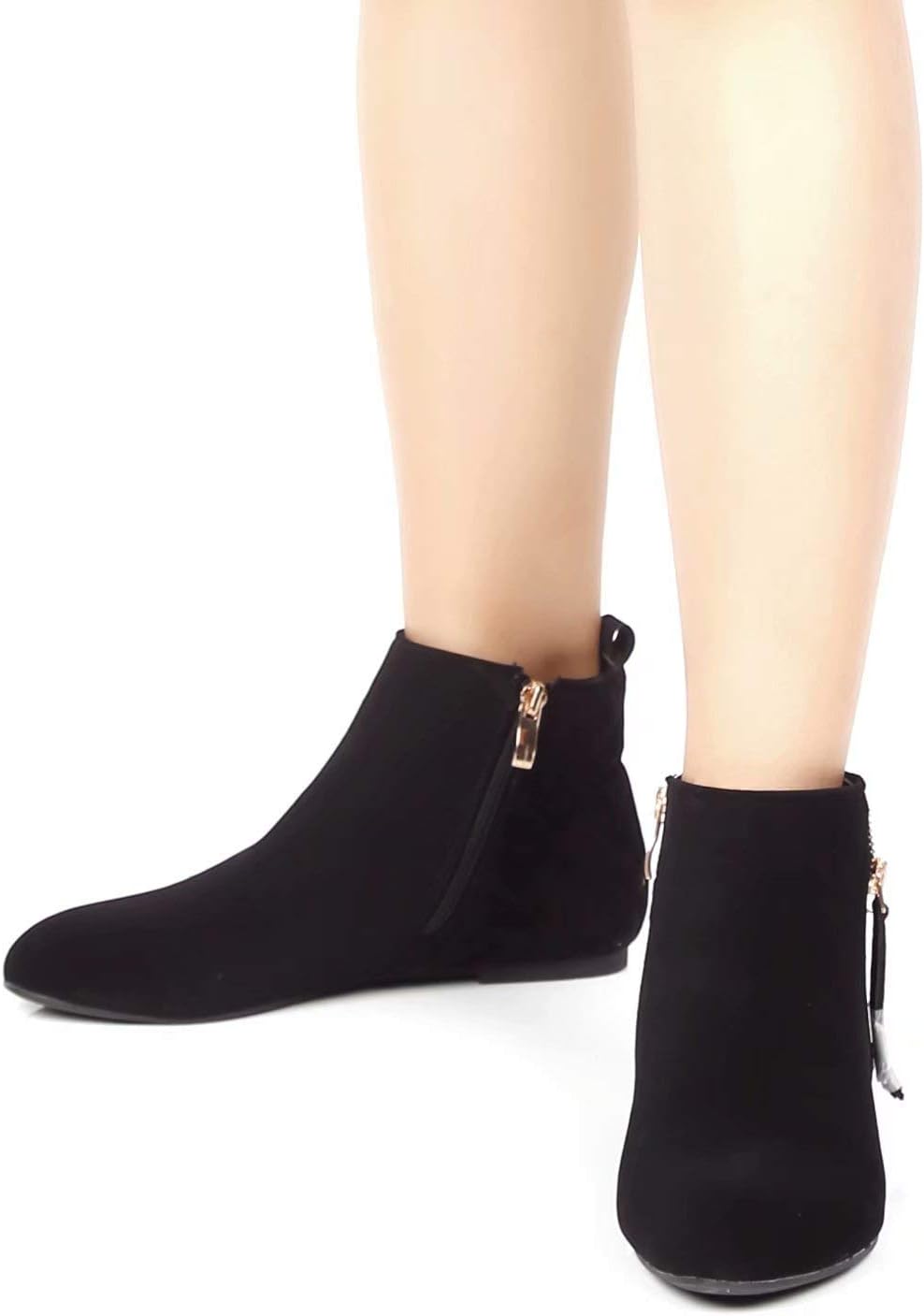 MaxMuxun Women's Ankle Boots Flat Low Heel Zipper/Chelsea Booties Winter Fall Fashion Boots