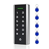 Door Access Control System, 125KHz Proximity ID Card Access Control Keypad Support 1000 Users ID Card Reader Digital Keypad + 5PCS Keychains for Entry Access Controller Gate Opener