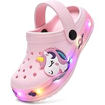 Fur Lined Toddler Clogs Kids Slippers Fuzzy Light up Sandals Boys Girls Garden Shoes Winter Warm Cartoon Slides Slip on Lightweight