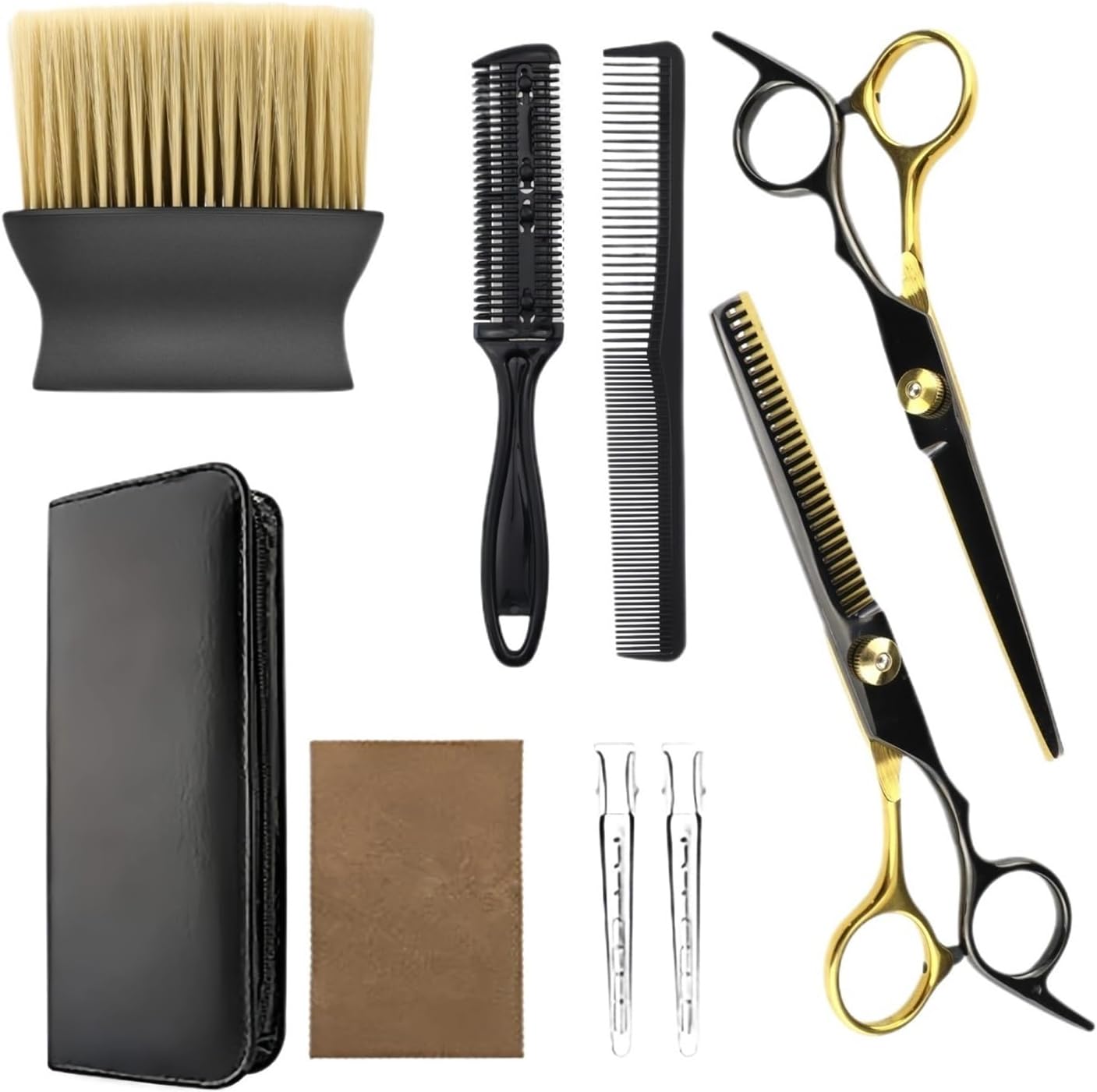 6.0" Inches Hair Scissors Kit Cutting Shears Thinning Hairdressing Haircut Comb Cape Set Salon Barber & Home(Set 02)