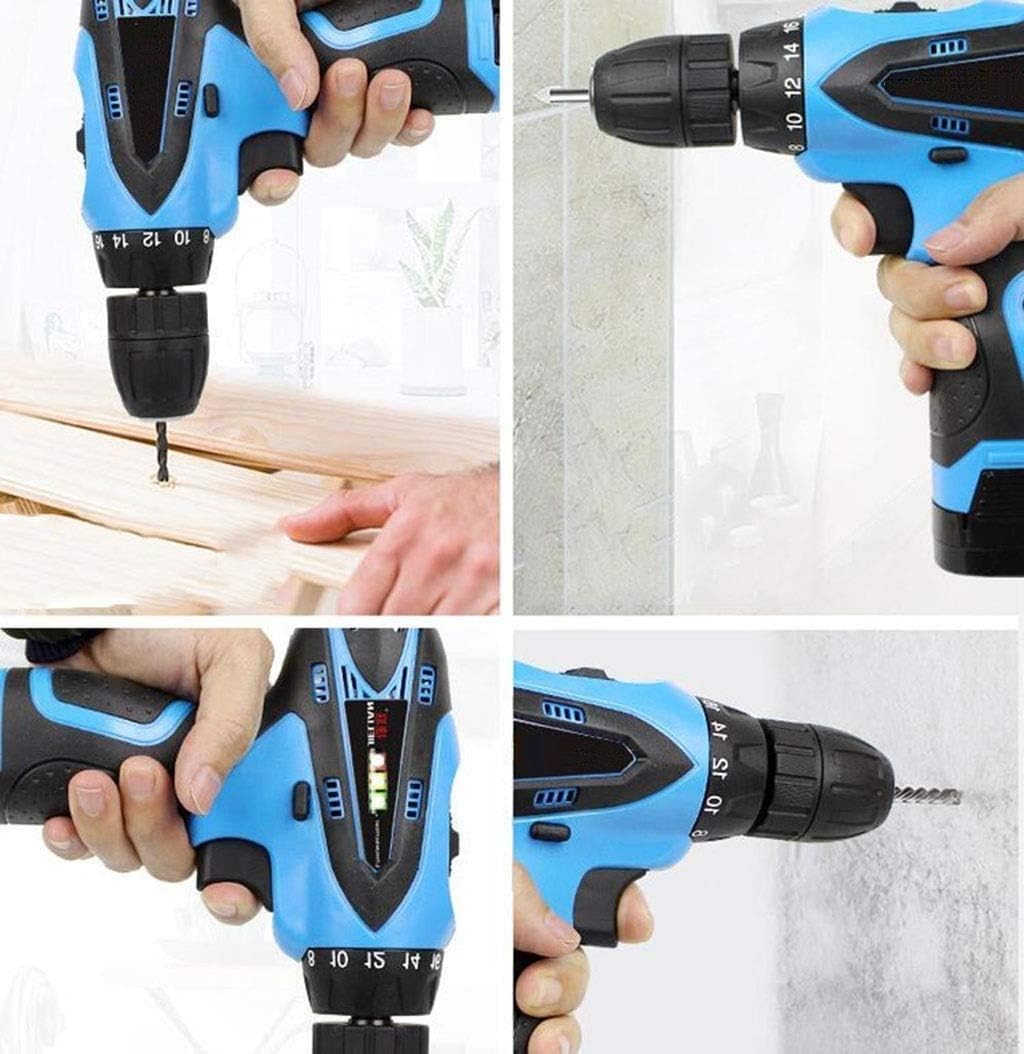 Handheld Drilling Rig Driver and Impact Kit Lithium Electric Hammer Drill Power Tool including Battery Charger and Bag