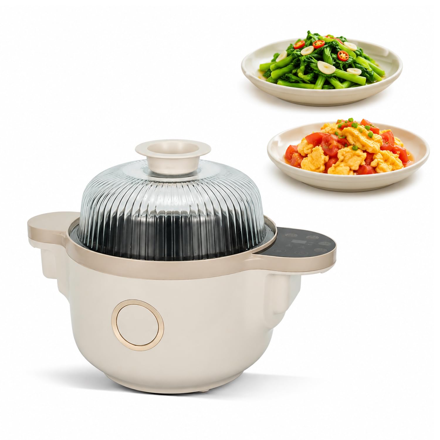 HiJiuAn 1400w Electric Self Stirring Pot, Automatic Cooking Wok Machine, 3.5l Non-stick, Touch Panel, Auto Stirring Design, Smart Fried Rice Cooker, For Stir Frying, Stewing, Cooking