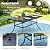 Sophia & William 7 Pieces Outdoor Patio Dining Set with 13ft Navy Patio Umbrella for Outside, Metal Patio Table and Rattan Chairs Set with Cushion and 1.6" Adjustable Umbrella Hole
