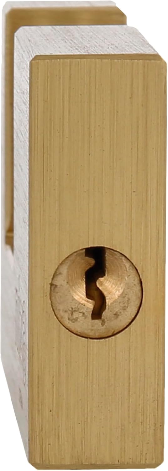 Amig - Rectangular Security Padlock with bar | Includes 2 Keys | Brass and Treated Steel arc | High Security Anti-Theft for Lorries, containers, Construction Doors | Width: 75 mm