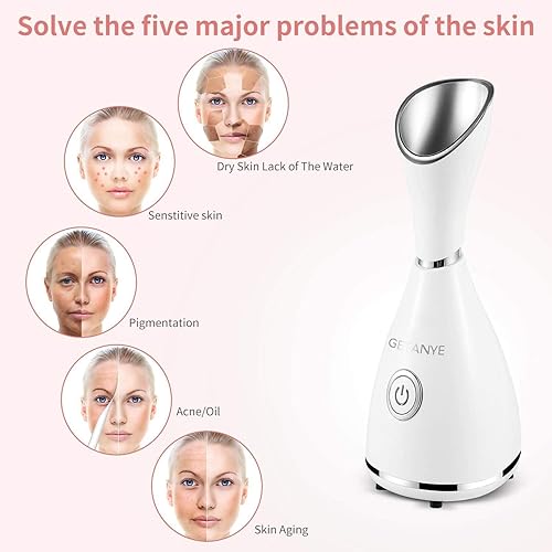 Miniatura 4 de GETANYE Vaporizador facial nano iónico  10 veces penetración para el rostro, desobstruye los poros, humidificador hidratante de spa con kit de