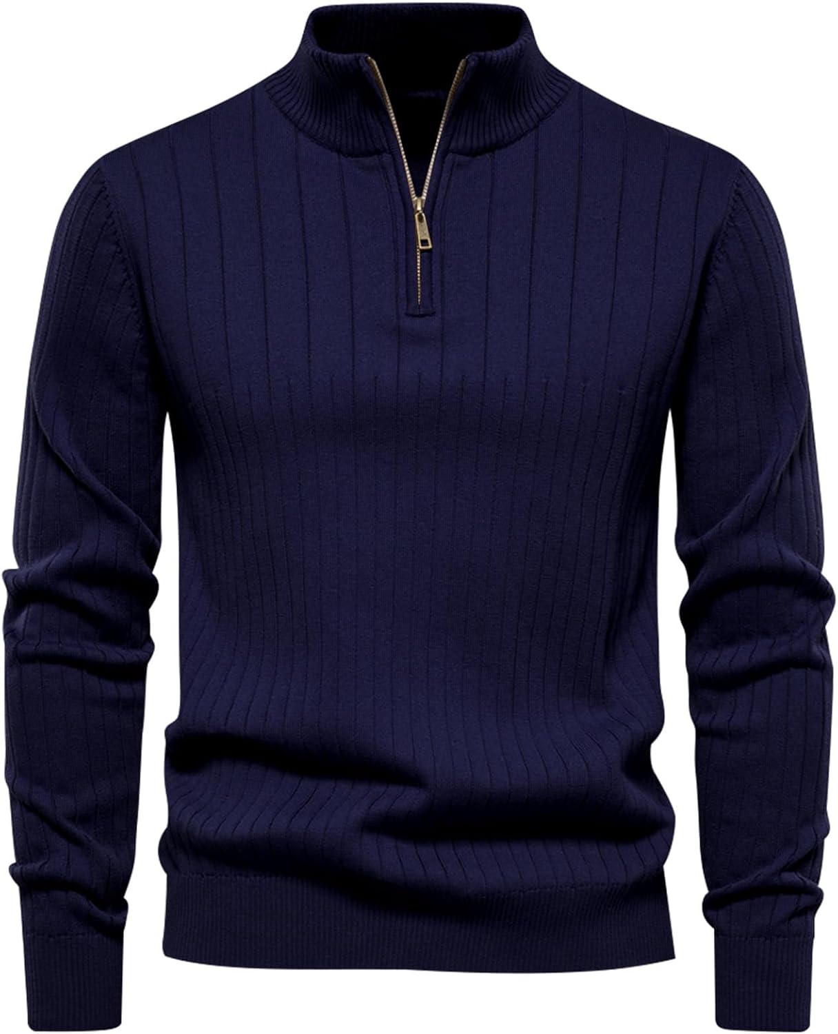 Kissonic Men's Quarter-Zip Pullover Sweater Slim Fit Mock Neck Lightweight Knitted Casual Polo Sweaters