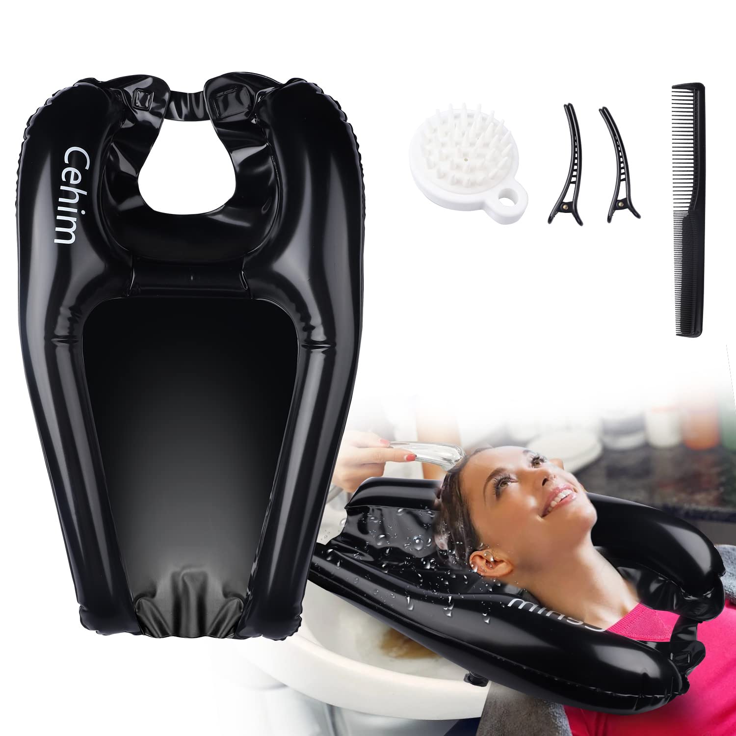 Inflatable Hair Washing Basin for Sink at Home, Portable Shampoo Bowl