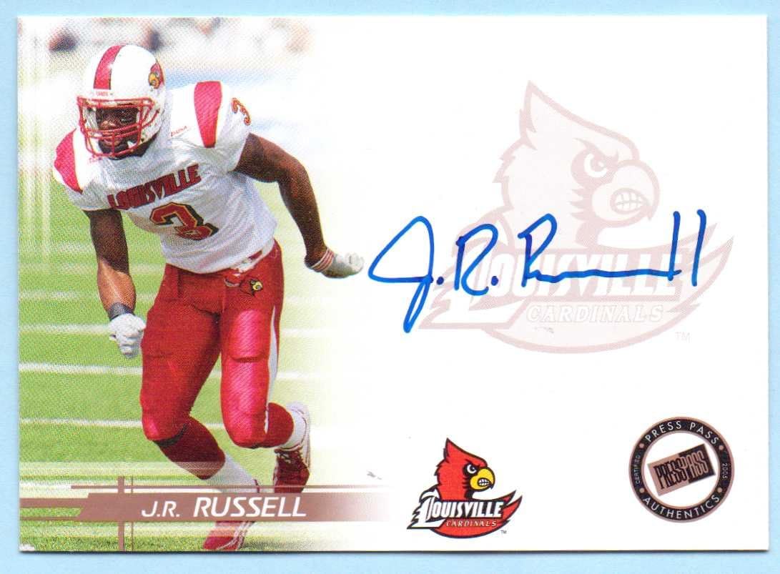 J.R. Russell 2005 Press Pass Autograph Football Card #47 - Tampa Bay Buccaneers, Louisville Cardinals, Rookie
