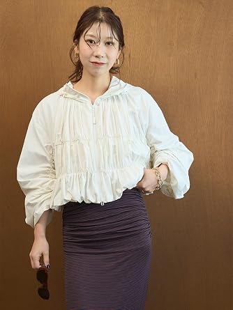 Amazon | [エミ] Movique シャーリングブルゾン 撥水 UVカット 接触冷